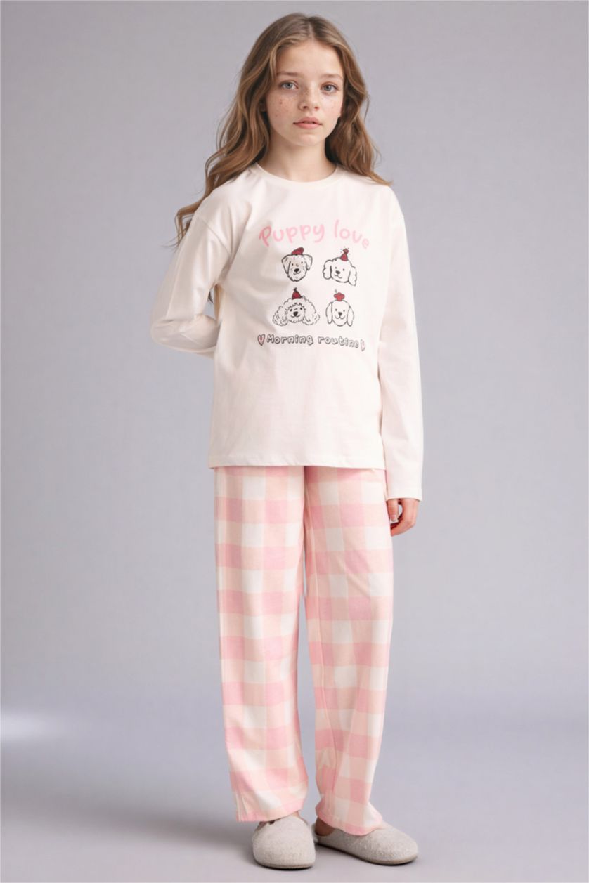 Kız Çocuk - Genç Kız Ekru 2'li Pijama Takımı Kız Çocuk