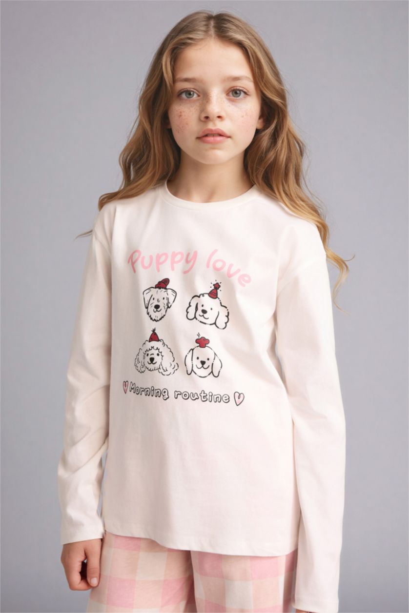 Kız Çocuk - Genç Kız Ekru 2'li Pijama Takımı Kız Çocuk