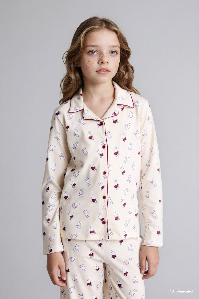 GIRLS & TEENS Ecru Girl Miffy Regular Fit 2 Piece Pyjamas Set