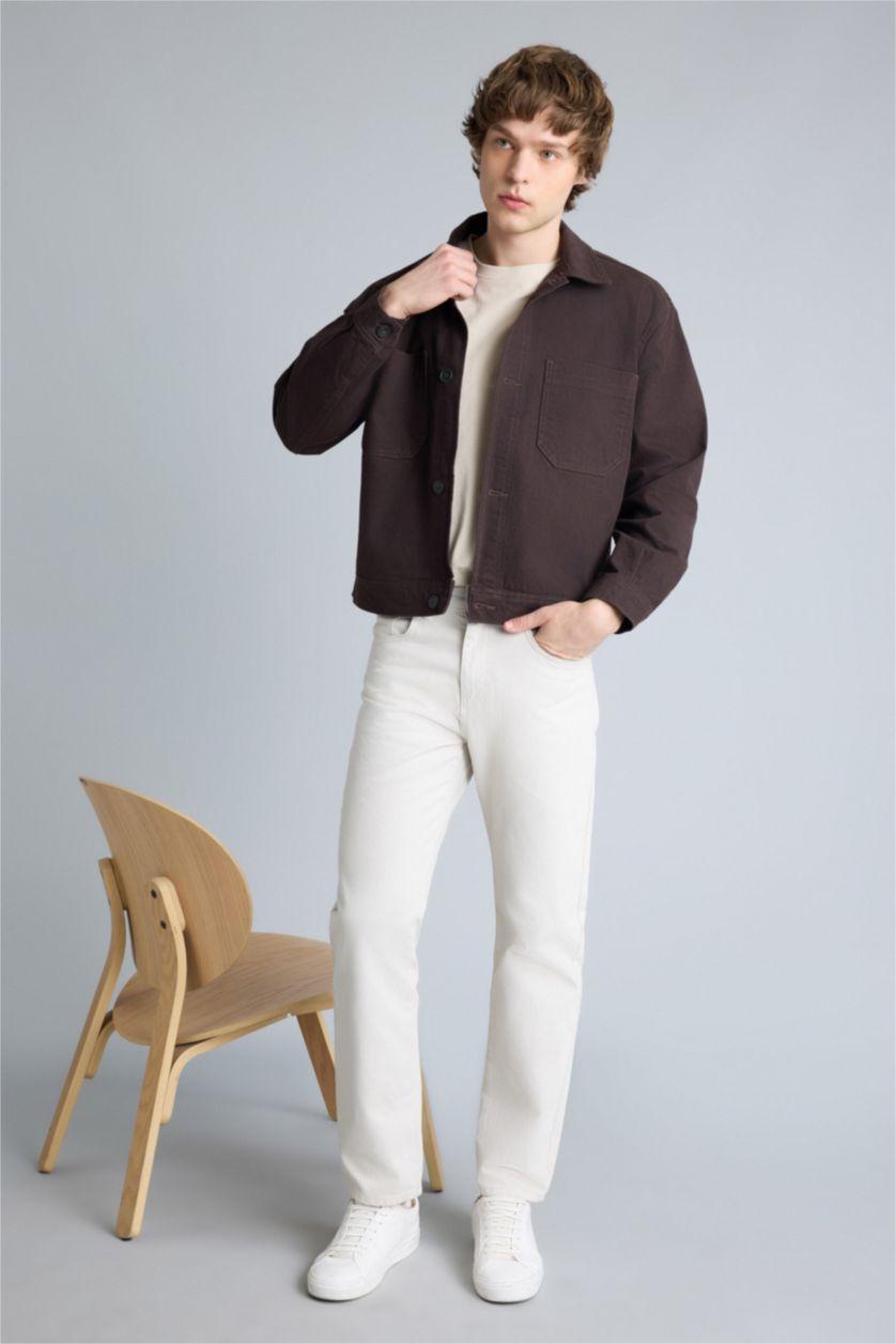 Erkek Kahve Relax Fıt Pamuklu Ceket