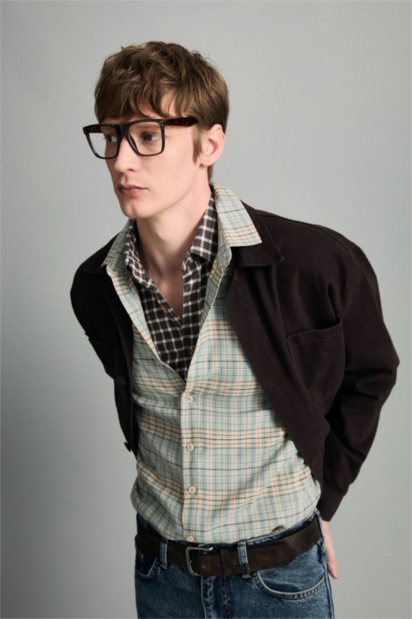 رجالي بني جاكيت قطن قصة مريحة