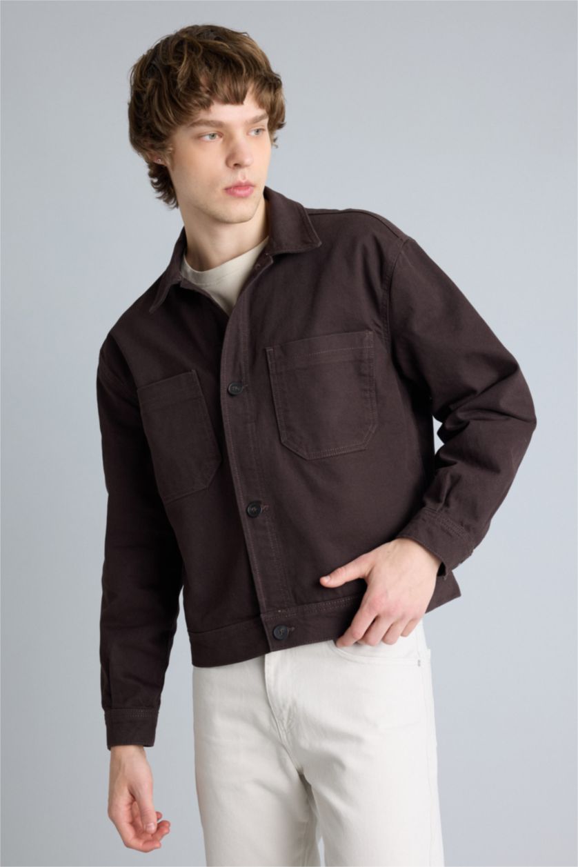 Erkek Kahve Relax Fıt Pamuklu Ceket