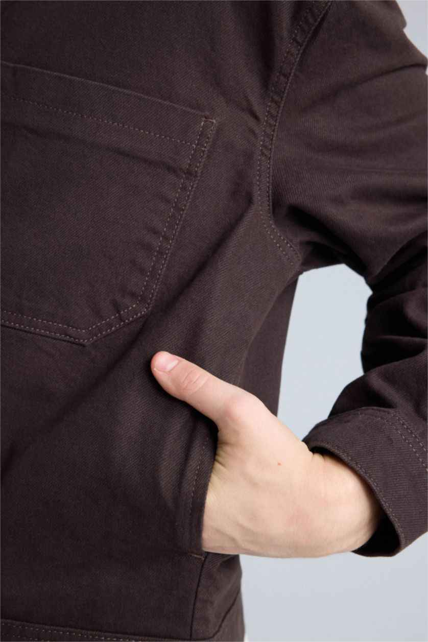 Erkek Kahve Relax Fıt Pamuklu Ceket