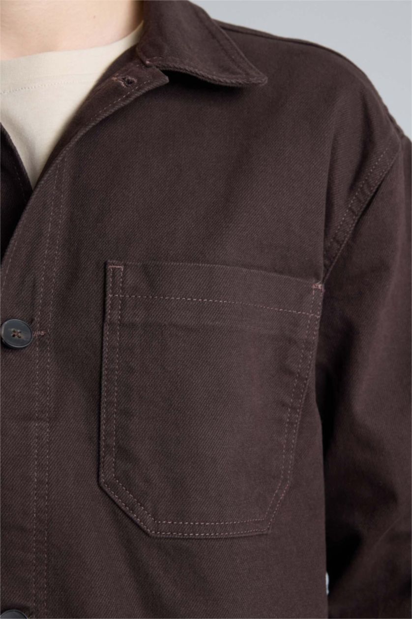 رجالي بني جاكيت قطن قصة مريحة