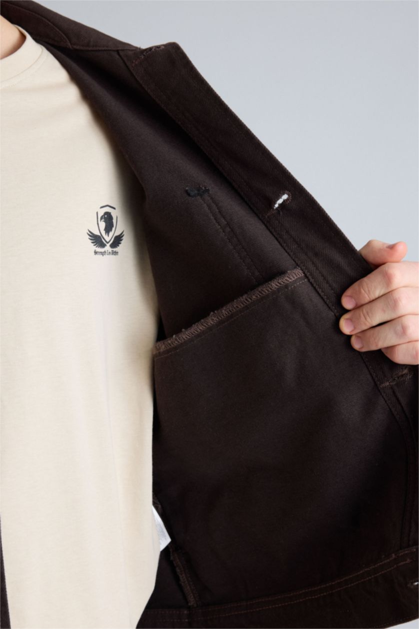 Erkek Kahve Relax Fıt Pamuklu Ceket