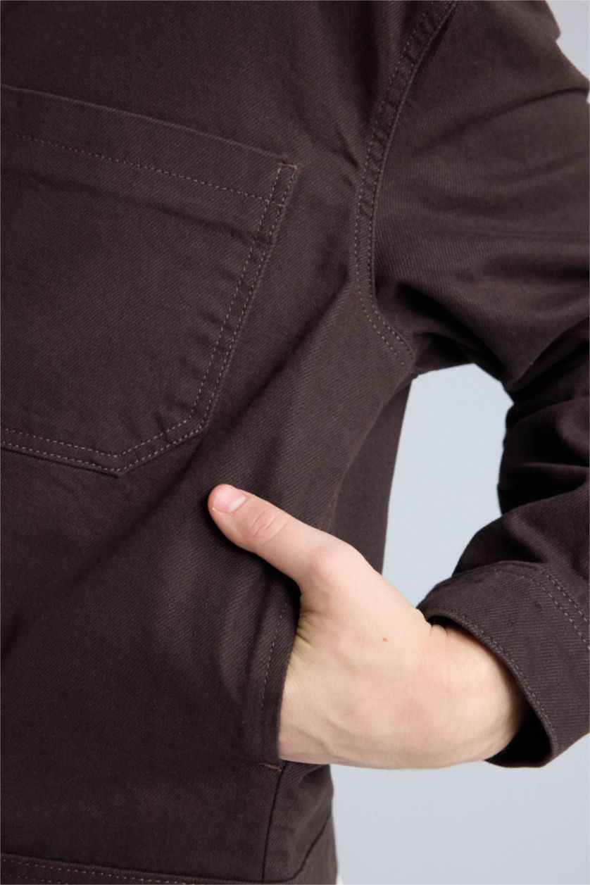 رجالي بني جاكيت قطن قصة مريحة