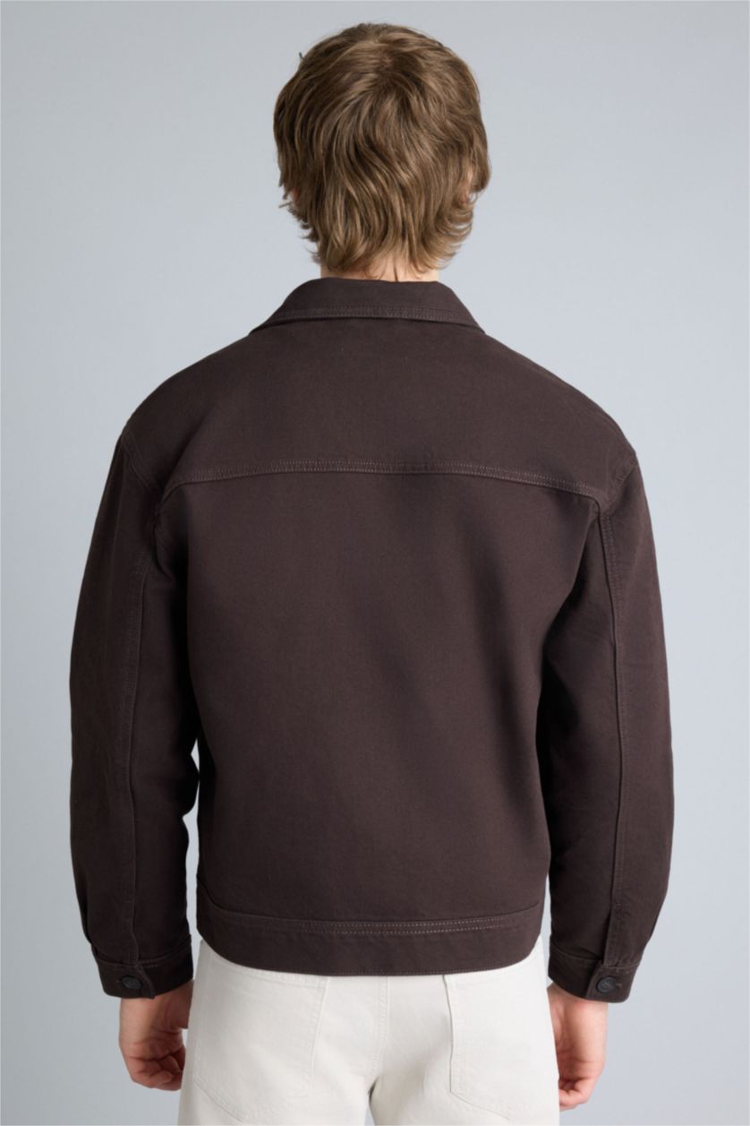 Erkek Kahve Relax Fıt Pamuklu Ceket