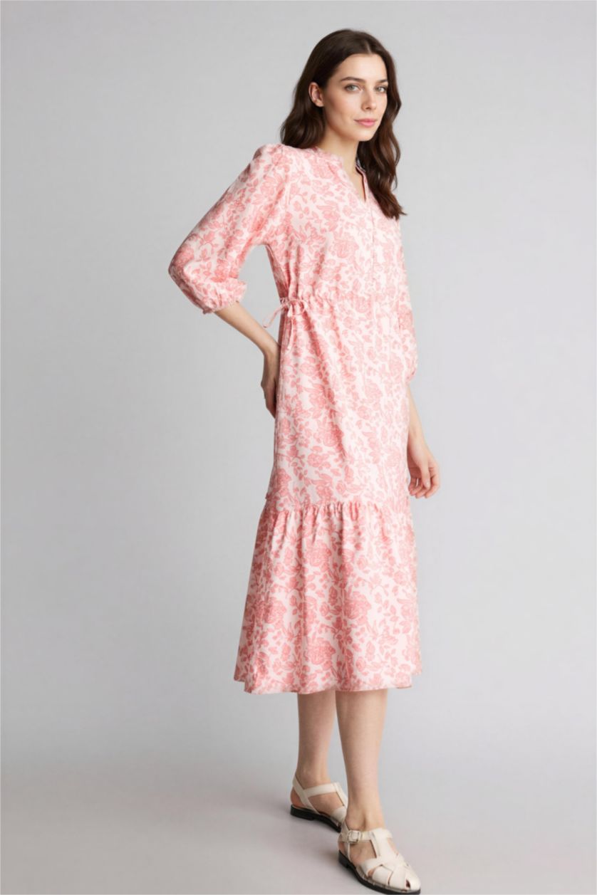 نساء وردي فستان نص ردن مطبوع بقصة A بياخة جاكيت