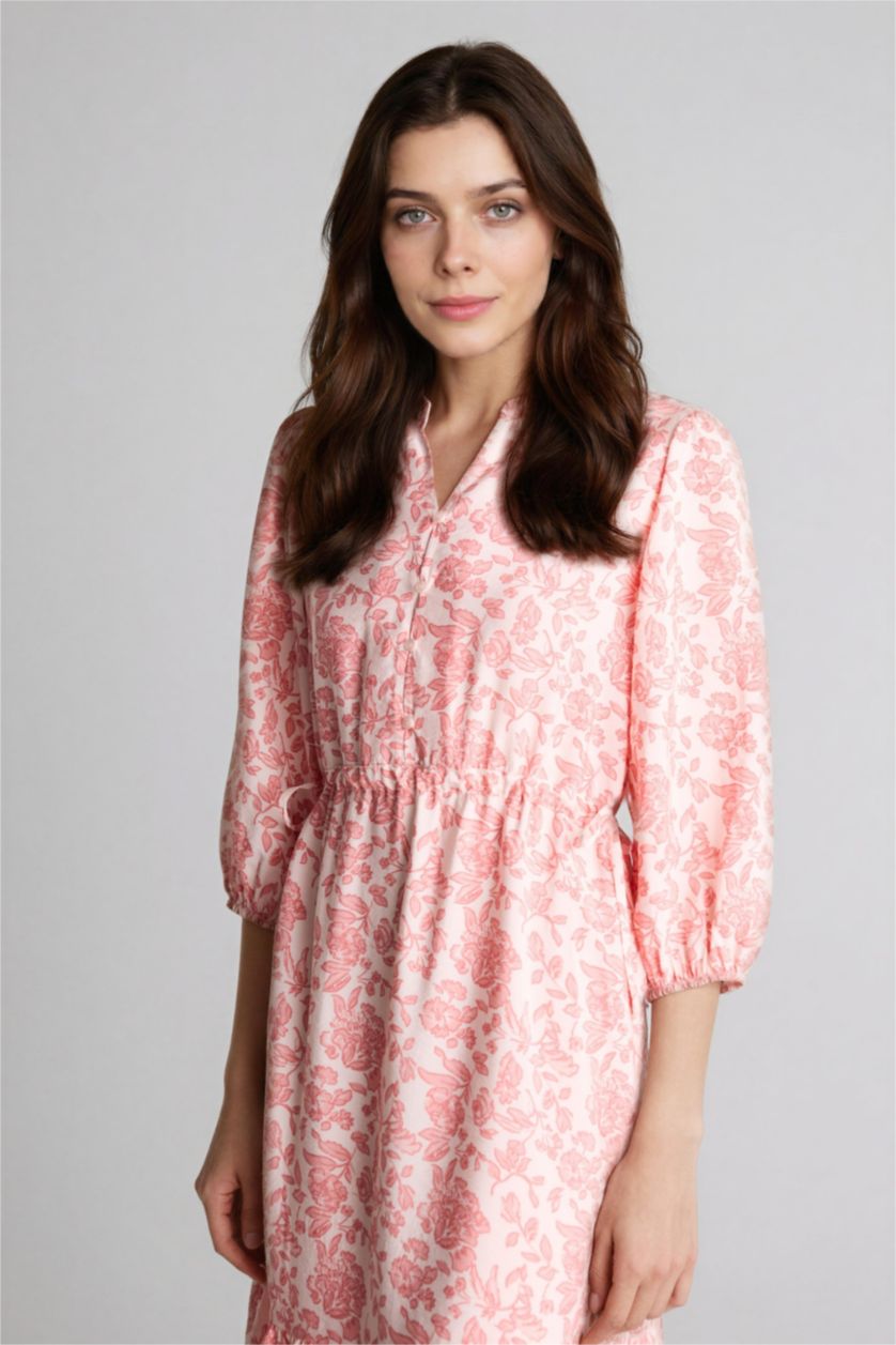 نساء وردي فستان نص ردن مطبوع بقصة A بياخة جاكيت