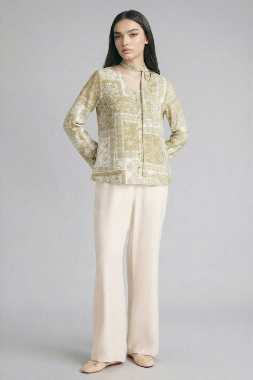 Kadın Taş Regular Fıt Geniş Paça Pantolon