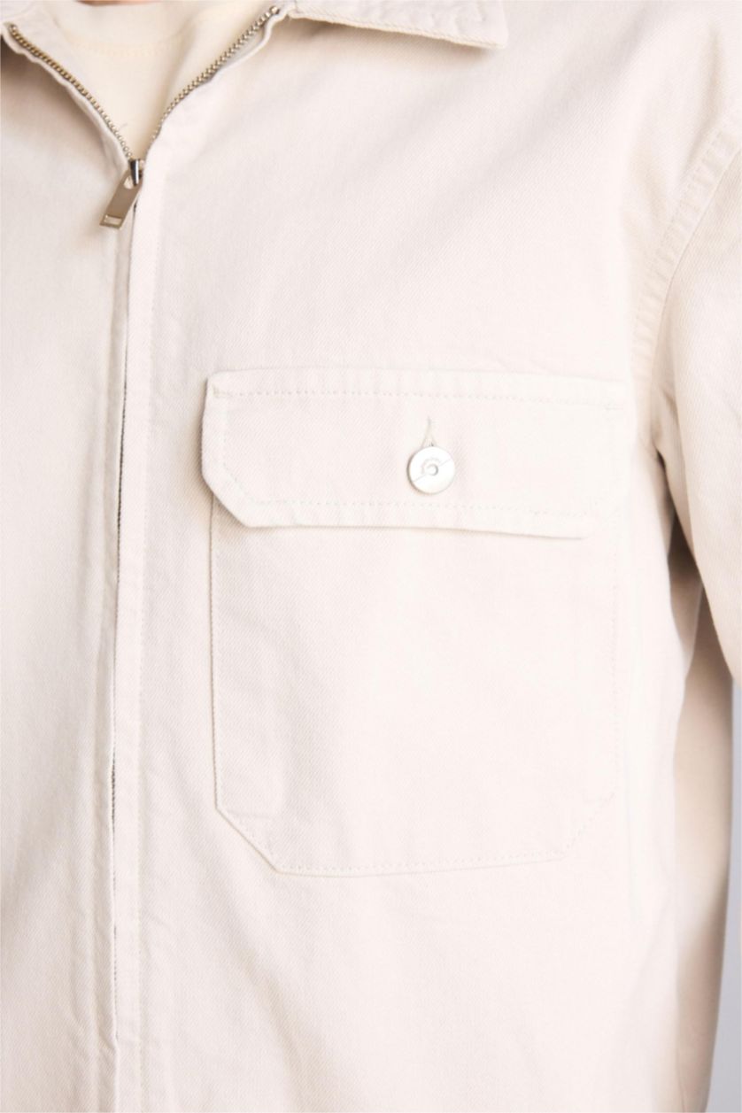 HOMME Gris Clair Veste en coton Coupe décontractée