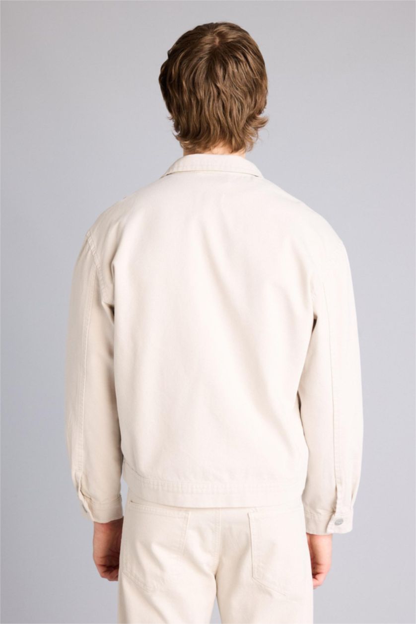 HOMME Gris Clair Veste en coton Coupe décontractée