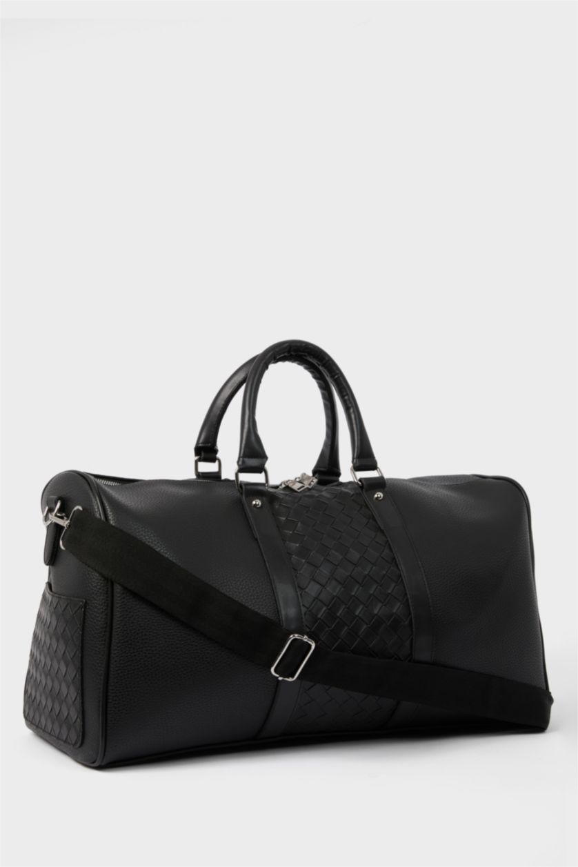 Erkek Siyah Erkek Suni Deri Spor Ve Seyahat Çantası