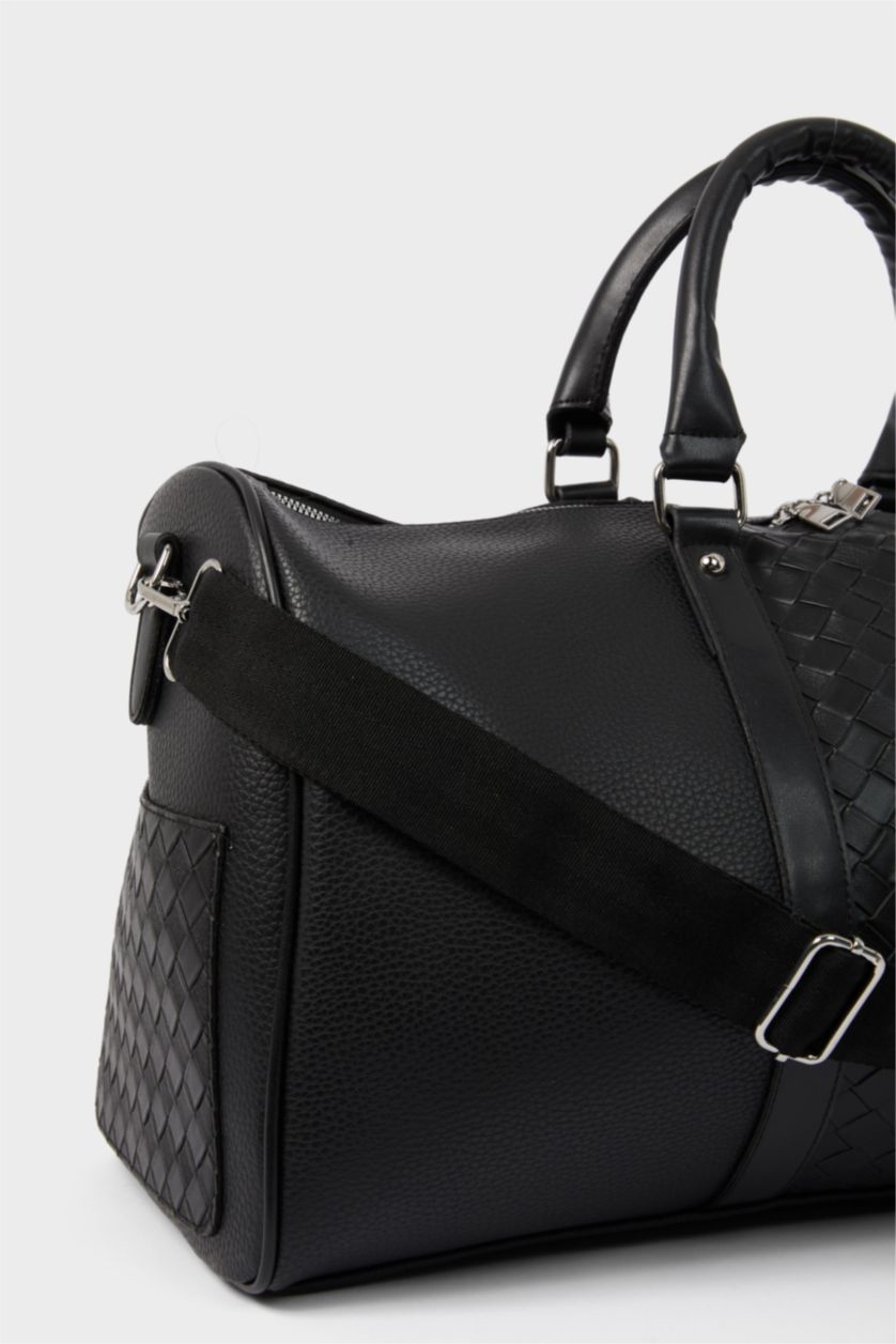 Erkek Siyah Erkek Suni Deri Spor Ve Seyahat Çantası