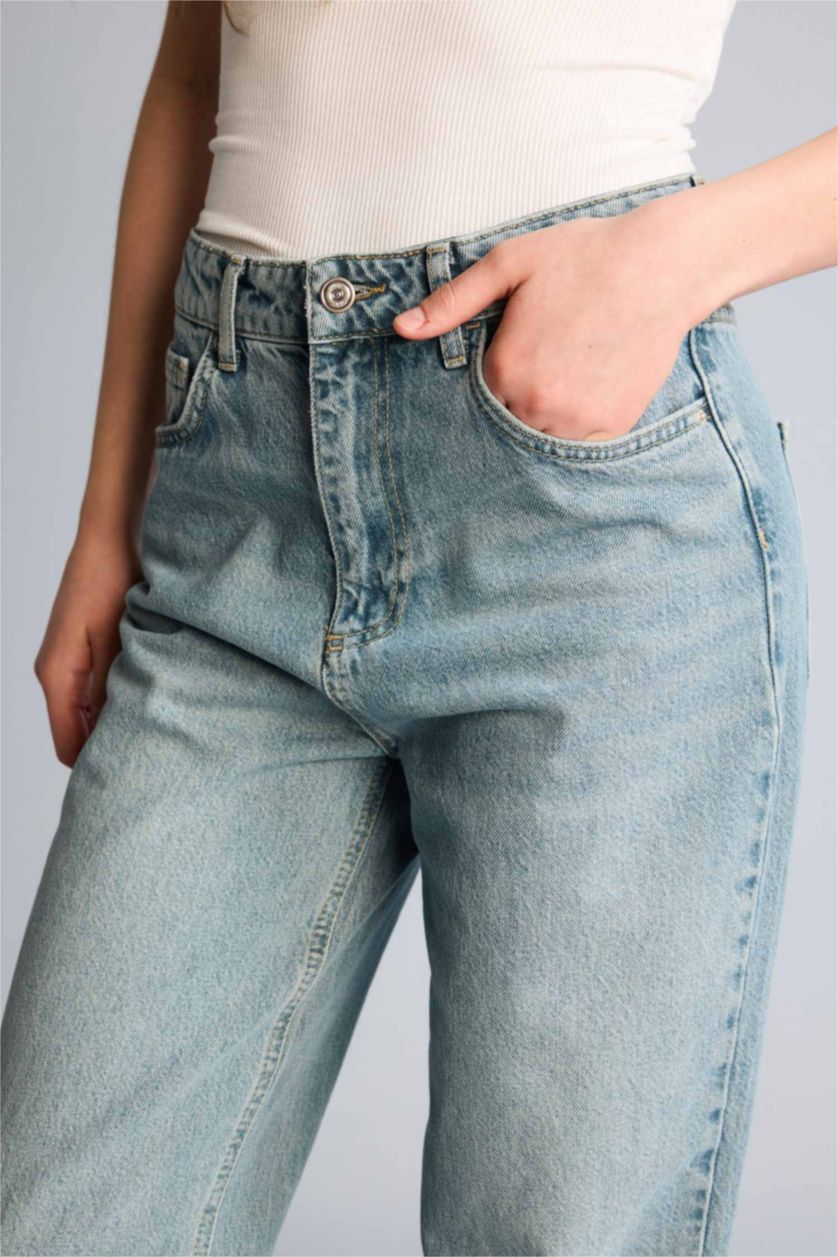 Женщины Светло-индиговый Брюки 90'S Wide Leg c высокой талией для женщин