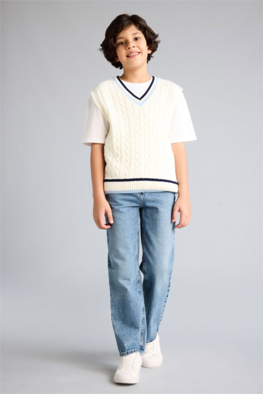 BOYS & TEENS White Boy Oversize Fit Knitwear Vest
