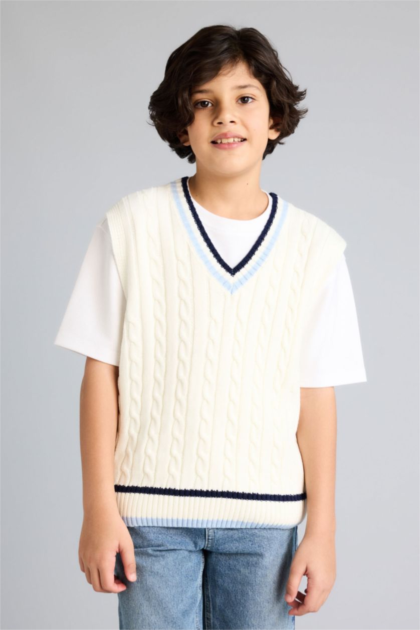 BOYS & TEENS White Boy Oversize Fit Knitwear Vest