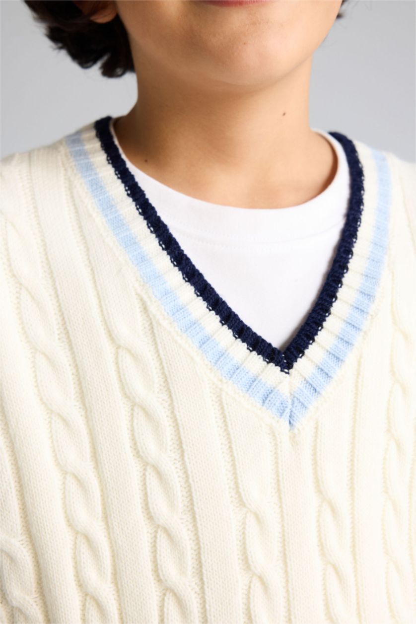 BOYS & TEENS White Boy Oversize Fit Knitwear Vest