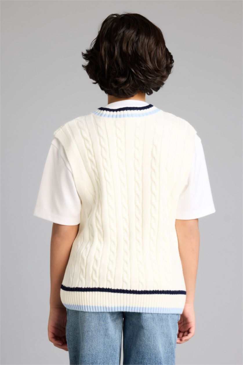 BOYS & TEENS White Boy Oversize Fit Knitwear Vest