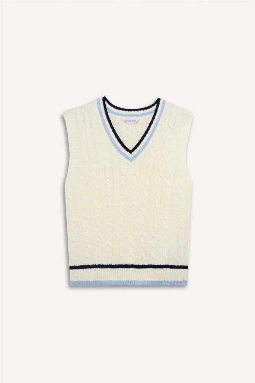 BOYS & TEENS White Boy Oversize Fit Knitwear Vest