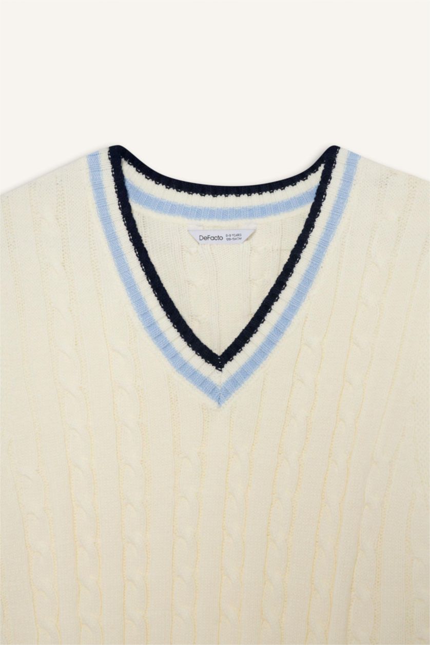 BOYS & TEENS White Boy Oversize Fit Knitwear Vest