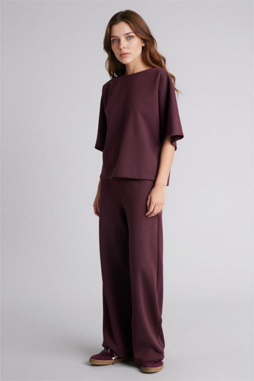 Woman Brown Straight Fit Regular Hem Trousers