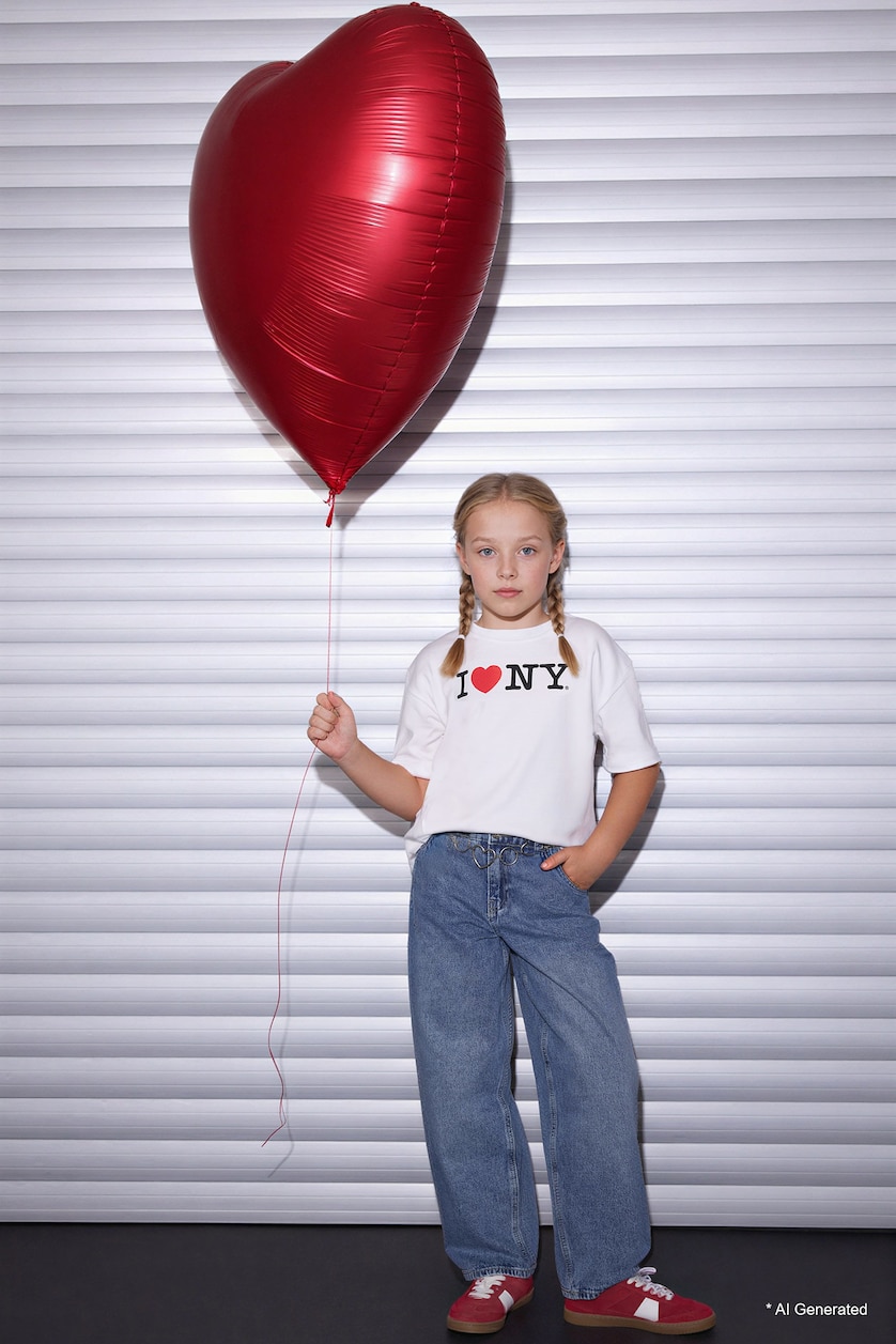 Young Girls - Teen Girls Ecru Girl I Love NY Oversize T-Shirt