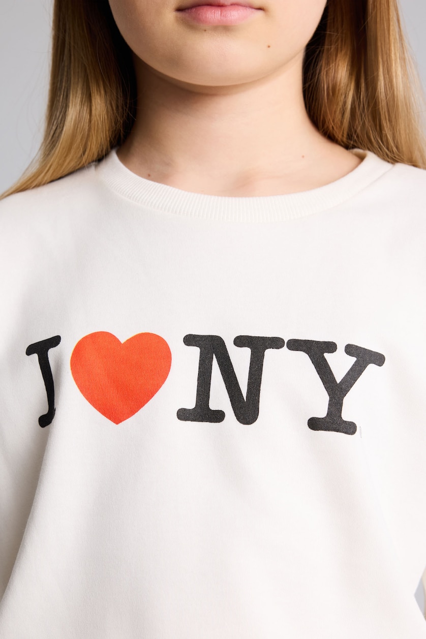 Young Girls - Teen Girls Ecru Girl I Love NY Oversize T-Shirt