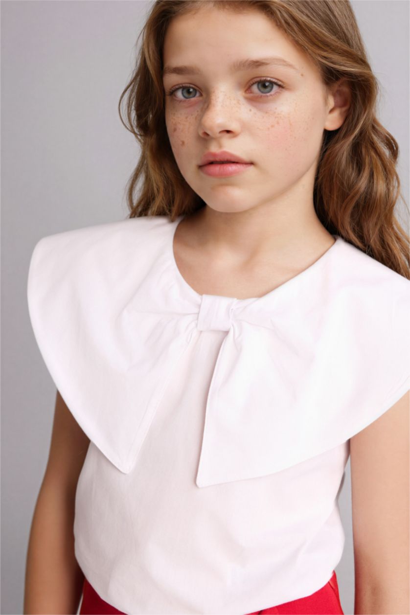 Kız Çocuk - Genç Kız Beyaz Fiyonklu Bluz Kız Çocuk