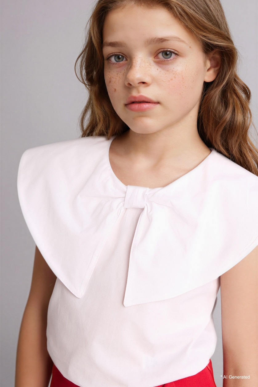 GIRLS & TEENS White Girl Regular Fit Short Sleeve Blouse
