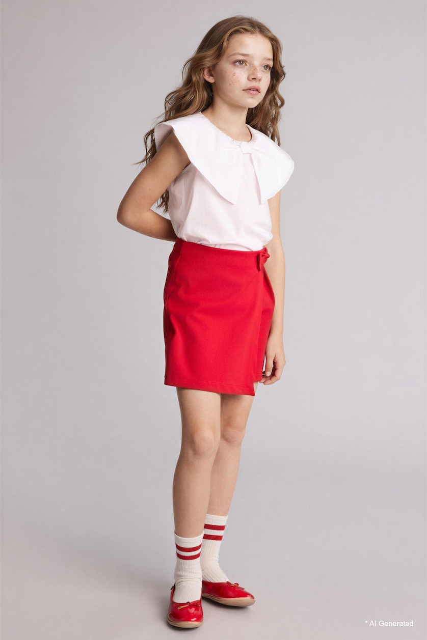 GIRLS & TEENS White Girl Regular Fit Short Sleeve Blouse