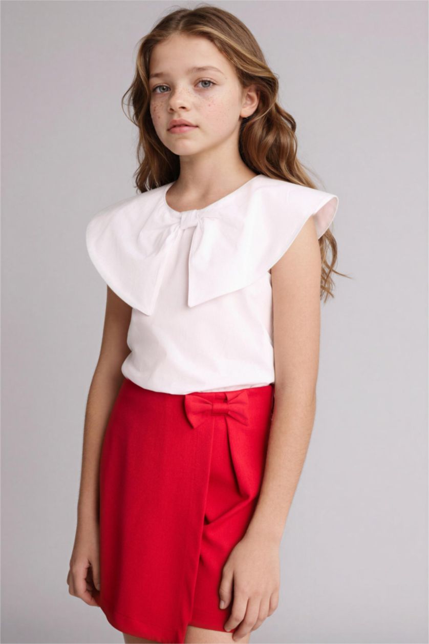 Девочки и подростки Белый Блузка с коротким рукавом из поплина для девочек