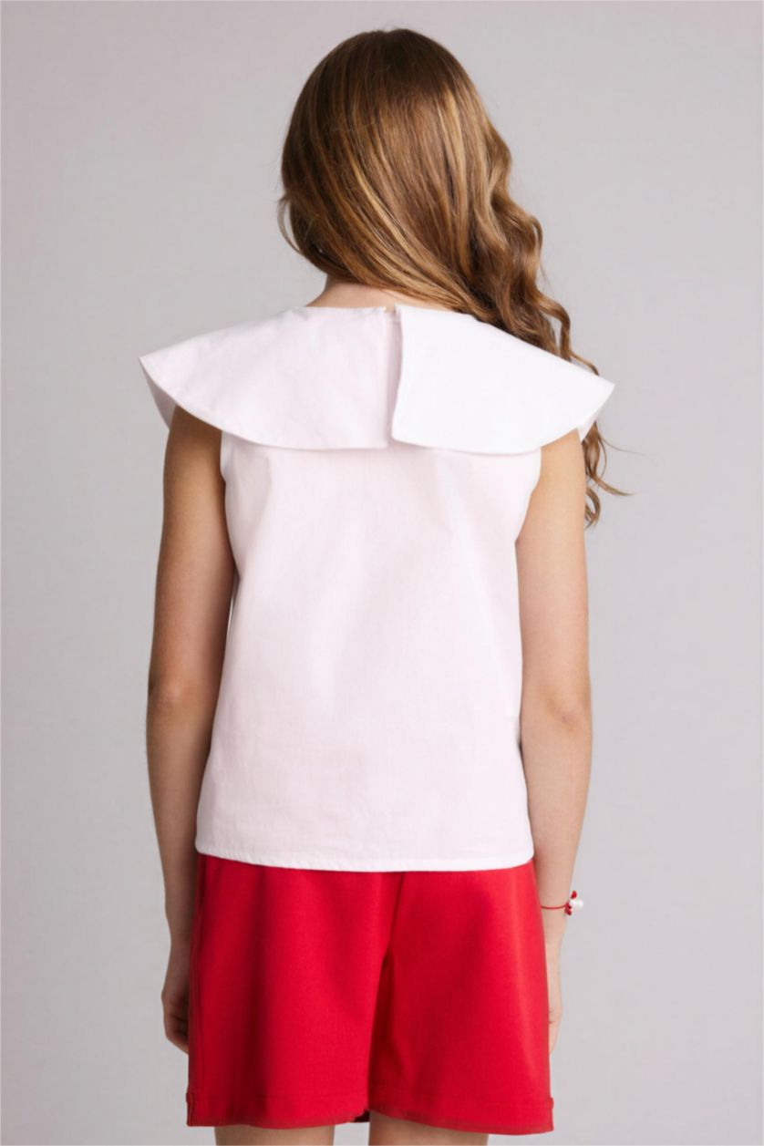 Девочки и подростки Белый Блузка с коротким рукавом из поплина для девочек