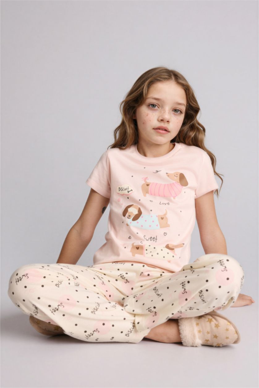Kız Çocuk - Genç Kız Açık Pembe Regular Fit 2'Li Pijama Takım Kız Çocuk