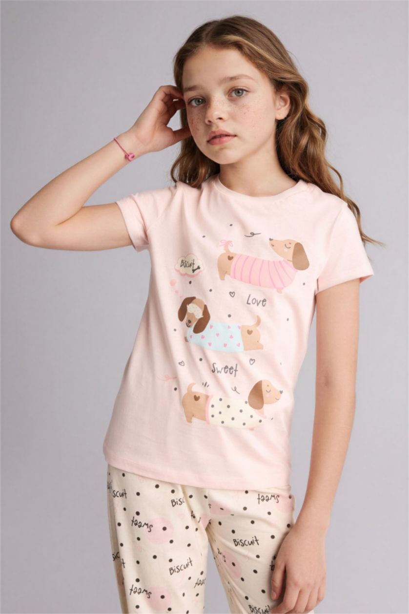 Kız Çocuk - Genç Kız Açık Pembe Regular Fit 2'Li Pijama Takım Kız Çocuk