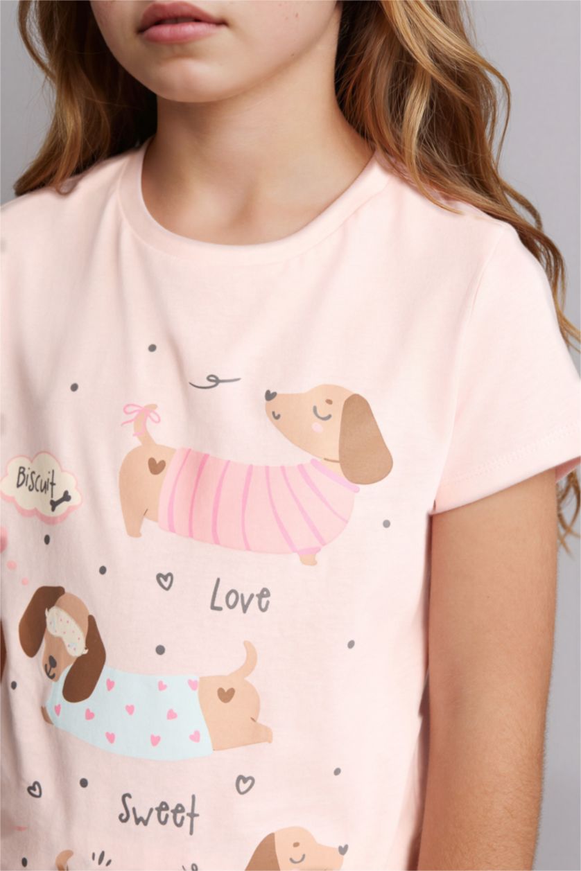 Kız Çocuk - Genç Kız Açık Pembe Regular Fit 2'Li Pijama Takım Kız Çocuk
