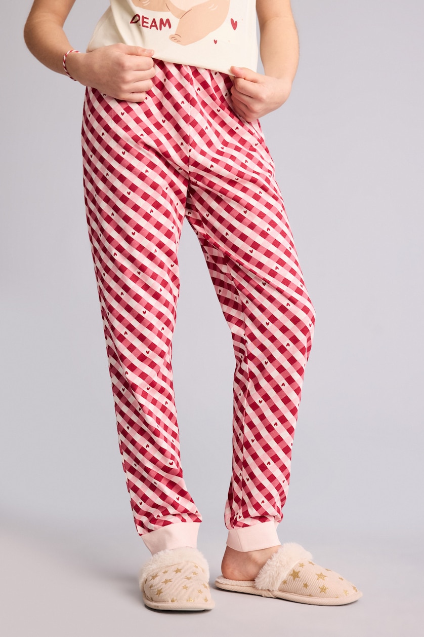 Kız Çocuk - Genç Kız Ekru %100 Pamuk Regular Fıt 2'li Ayıcıklı Pijama Takımı Kız Çocuk