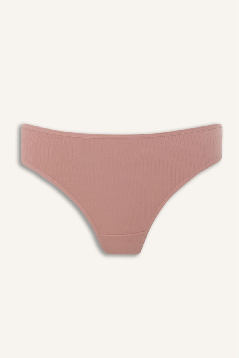 Woman Black Ribbed 3 Piece Panties