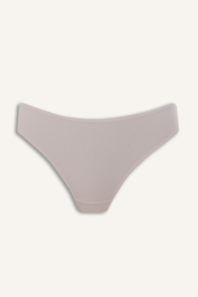 Woman Black Ribbed 3 Piece Panties