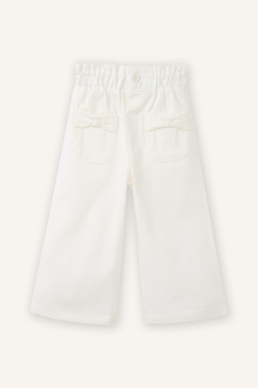 Kız Bebek Ekru Paperbag Gabardin Pantolon Kız Bebek
