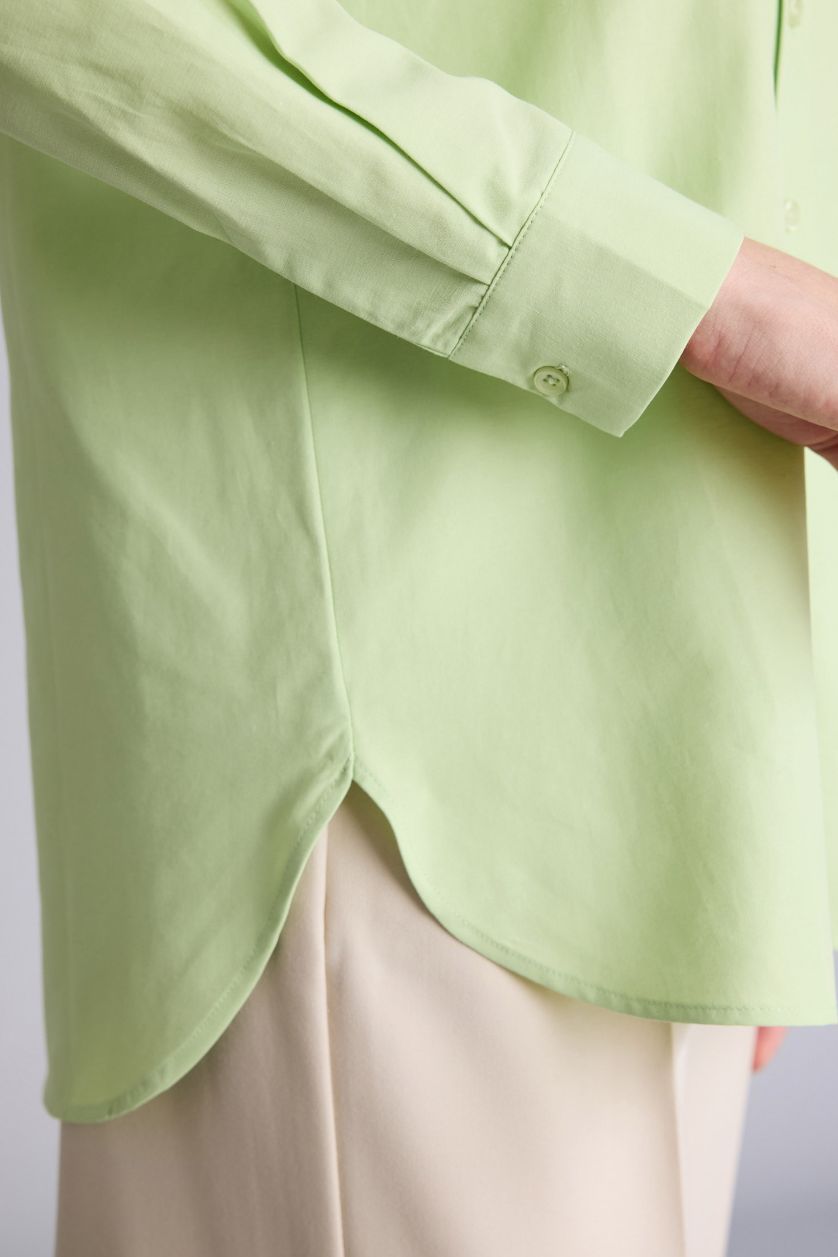 Woman Light Green Regular Fit Poplin Long Sleeve Tunic