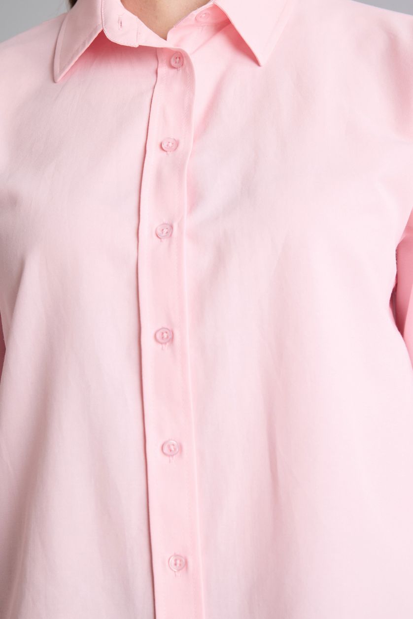 Kadın Açık Pembe Regular Fit Poplin Gömlek Tunik