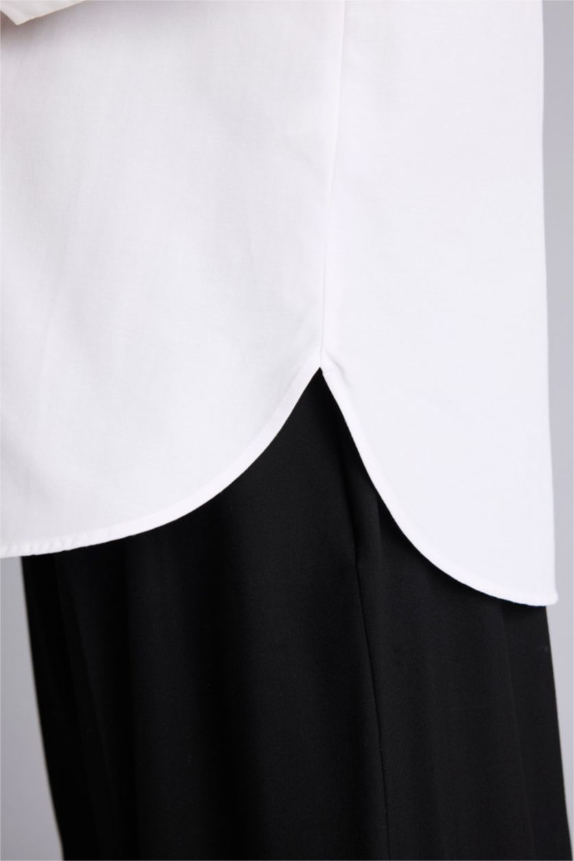 Kadın Beyaz Regular Fıt Poplin Gömlek Tunik