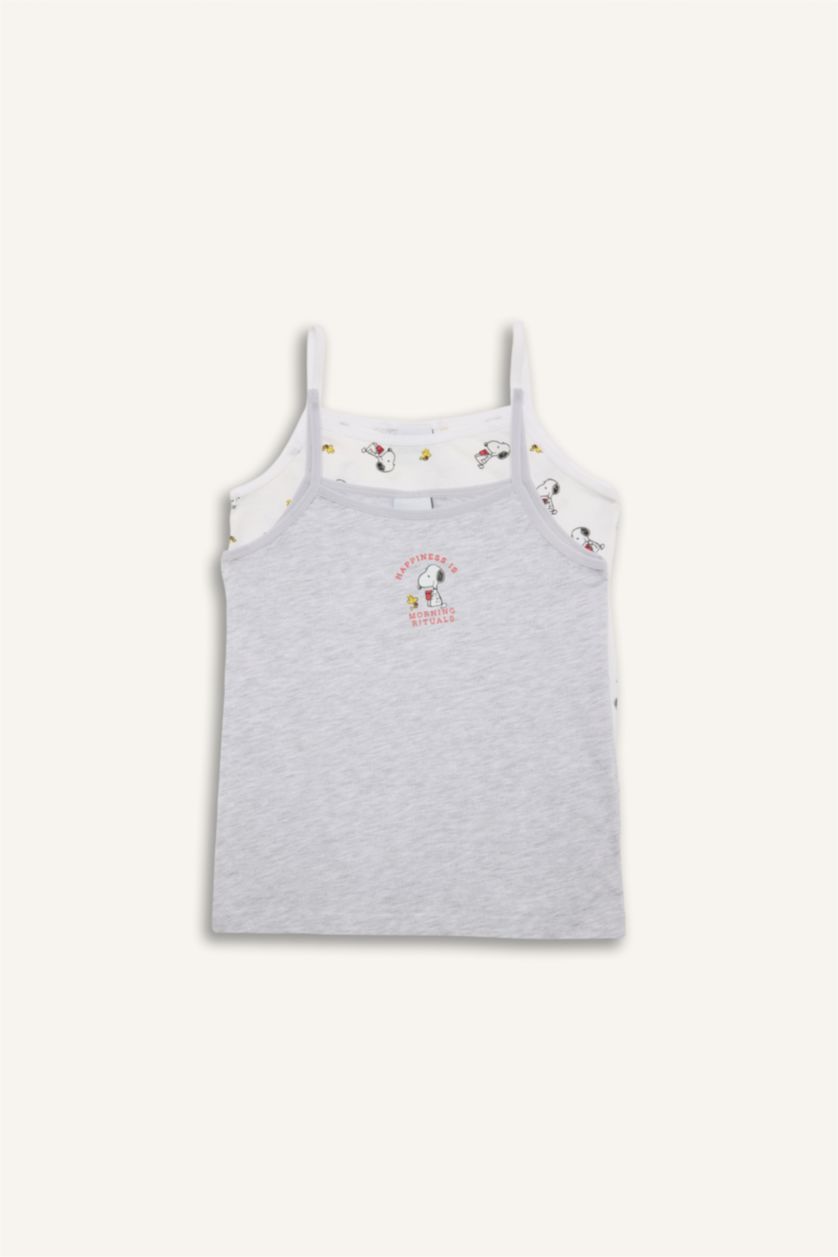 Kız Çocuk - Genç Kız Beyaz Snoopy Hayvan Desenli 2'li Atlet Kız Çocuk