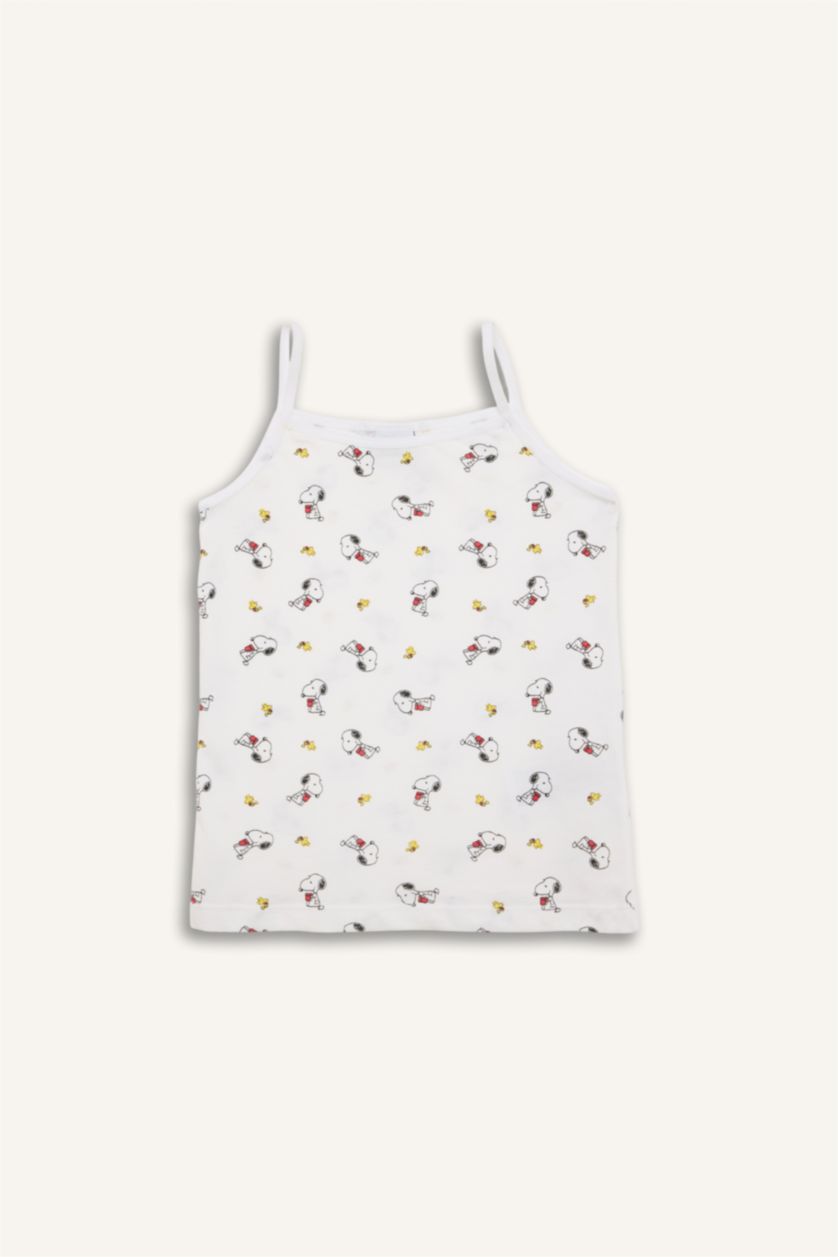 Kız Çocuk - Genç Kız Beyaz Snoopy Hayvan Desenli 2'li Atlet Kız Çocuk