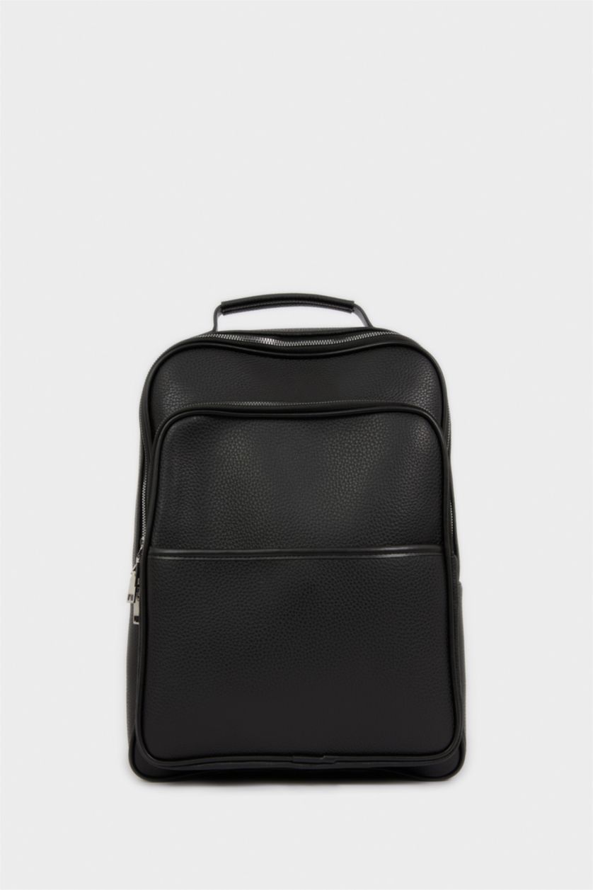 Erkek Siyah Erkek Suni Deri Sırt Çantası