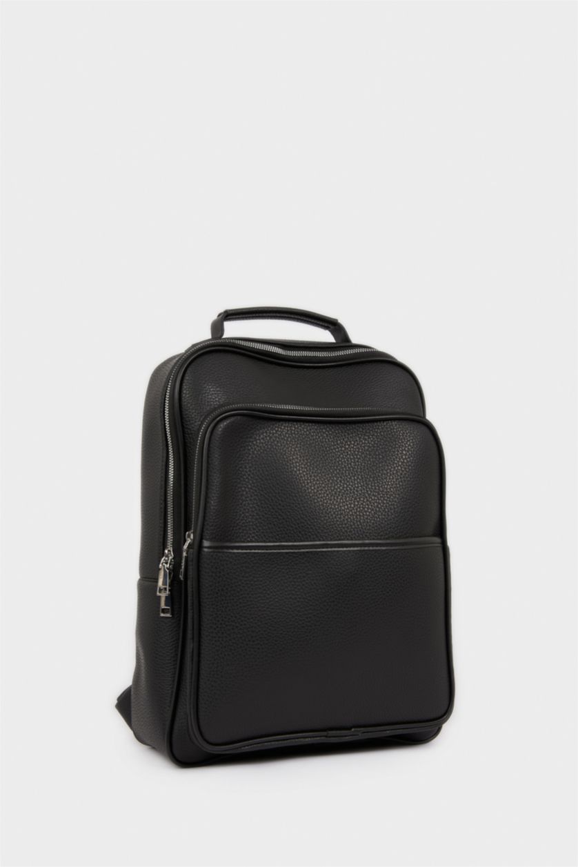 Erkek Siyah Erkek Suni Deri Sırt Çantası