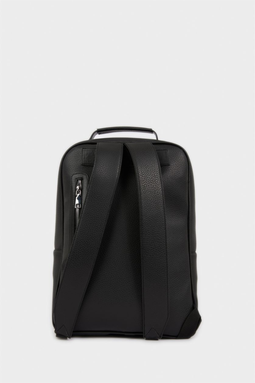 Erkek Siyah Erkek Suni Deri Sırt Çantası