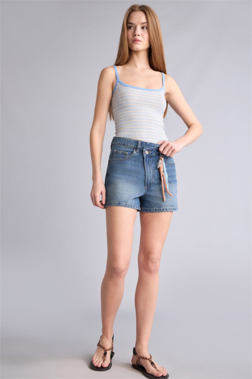 Женщины Темно-голубой Mom Fit Denim