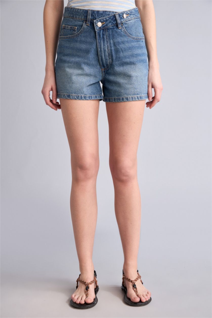 Женщины Темно-голубой Mom Fit Denim